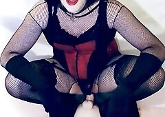 Make-Up Sissy Biotch Debra rails and smashes her faux-cocks