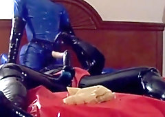 Latex cock worship gasmask