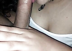 My delightsome girlfriend sucking the gardener's knob