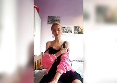 Caressing large tits