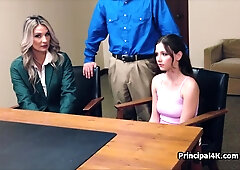 Lustful coed shares teachers penis with full-breasted cougar