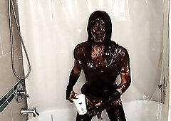 soaked and ribald sissy crossdresser gets overspread in chocolate syrup, marshmallow fluff, and greater quantity chocolate slop. At the end that babe 