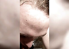 big beautiful woman Trans floozy showers with vibrating ass plug