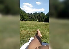 Undressed in the park Voyeur