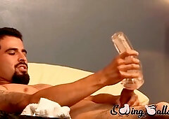 Hairy youthfull fag fuckin' his toy after a good cock rubbing