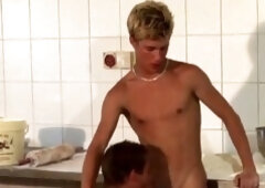 Blond guy, gay porn, messy fuck