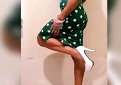 Milady Silvia Helena in a recent hawt movie scene when i'm wearing a glamorous polka dot costume and my cute peep toe in a rain night when decide