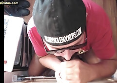 Gloryhole amateur mature gay sucks Black BF at home