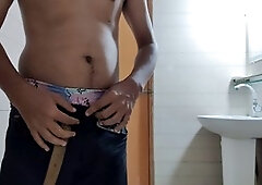 Well-endowed guy ejaculates, plays with himself, a hung man