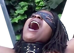 Ebony black bitch filmed on homemade sex tape being used like a piece of meat by white taskmaster  For full scene  go to AFRICANSEXSLAVES