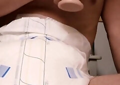 Diaperboy Spunks on Fuck Stick and Tongues it Tidy