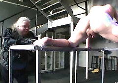 Nasty serf pissing and getting butt waxed by 2 insane masters