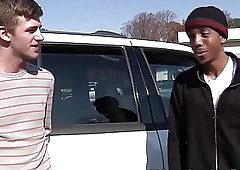 Two white guys get deep inside this black dude's ass