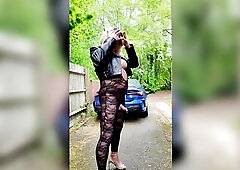 Amateur Crossdresser kellycd2022 hawt older jerking off in my hot lace catsuit and heels