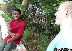 Ghetto thug blows white gay monster in public