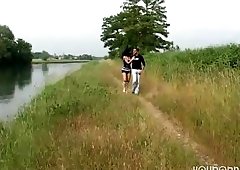 Hard shemale sex on a leopard bed