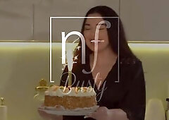 When Diana Rius shoves her large breasts into a cake for her boyfriend to lick clean, it's just the begin of a hawt snatch bang