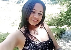 Gorgeous Colombian girl practices yoga and indulges in sensual water play