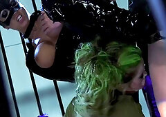 Katwoman Gets Her Pussy And Mouth Stuffed In Wild Prison