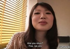 Three charming Japanese girls including Jyuri Ayase enjoy sucking dick