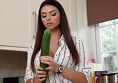 Cucumber Goes Deep In Hot Pussy Of Krystal Webb