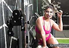 Sloppy deep throat and deep drilling at the gym