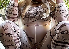 Kellycd2022 in white see thru catsuit