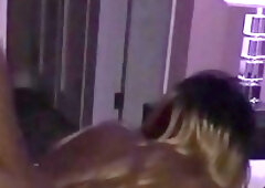 Ebony shemale sucks a guy off and takes a hammering