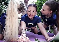 A playful football game with hawt angels and one man turns wild! Lelya Mult seduces him into the bushes for a ravishing sloppy fellatio and ardent haw