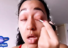Sexy Latina Does Makeup Tutorial Where She Does Joi To Teach You How To Suck Balls And A Delicious Penis - Most Beautiful
