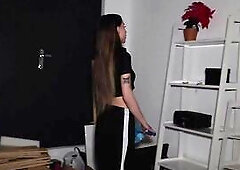 Hawt Maid Banged Hard on the Table During Cleaning
