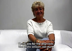 Amateur Czech blonde GILF gets fucked POV at casting