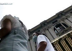 Covert upskirt footage of young Chinese women in public places captured on hidden camera