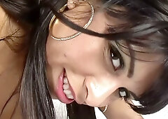 Michelle Rica pleasures herself with glass and silicone toys on an oiled solo session