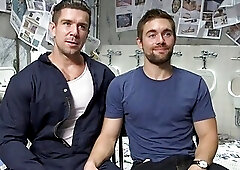 Bound sub flogged by masturbating dominant