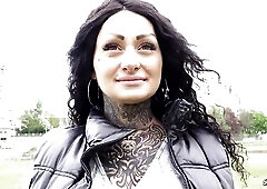 GERMAN SCOUT - 1st Anal Sex for Large Bazookas Tattoo Model Mia Roux at Pickup Casting