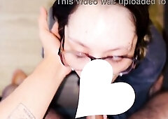 quiet nerdy angel gives the most excellent head / deepthroat, ball licking, gagging, sloppy throat screw