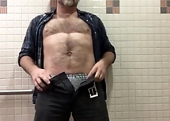 Hairy Daddy Strips and Strokes His Hard Cock 6