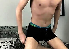 Grey Haired Femboy Twink Wearing Mask Jerks Off And Cums