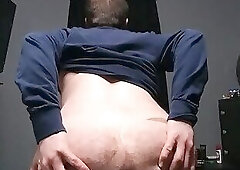 Playing with my semi-hard cock and shaking my ass