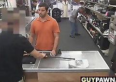 Handsome guy offered a backroom threesome deal by two homos