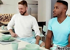 White gay seduces straight black friend from college