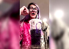 See as this 6’7 tall giantess amazon dominatrix eats and burps her way throughout her late night munchies!