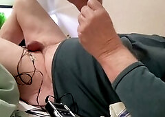 Deep urethra play with electro stimulation and intense cock action