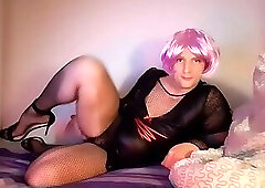 in bed with high heels