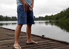 Redbull Pee outside at the Sea, on the Dock