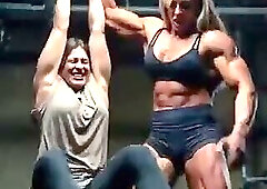 Dungeon tickling muscular body builder women overpowering smaller weak women