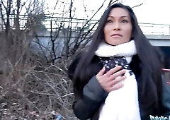 Public Agent Hawt Thai cutie screwed hard in sexually excited gas station WC screw