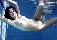 Gypsy Black Haired Babe Swimming Underwater