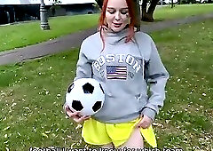 A female soccer player sucked me off in a public place and I came inside her pussy.